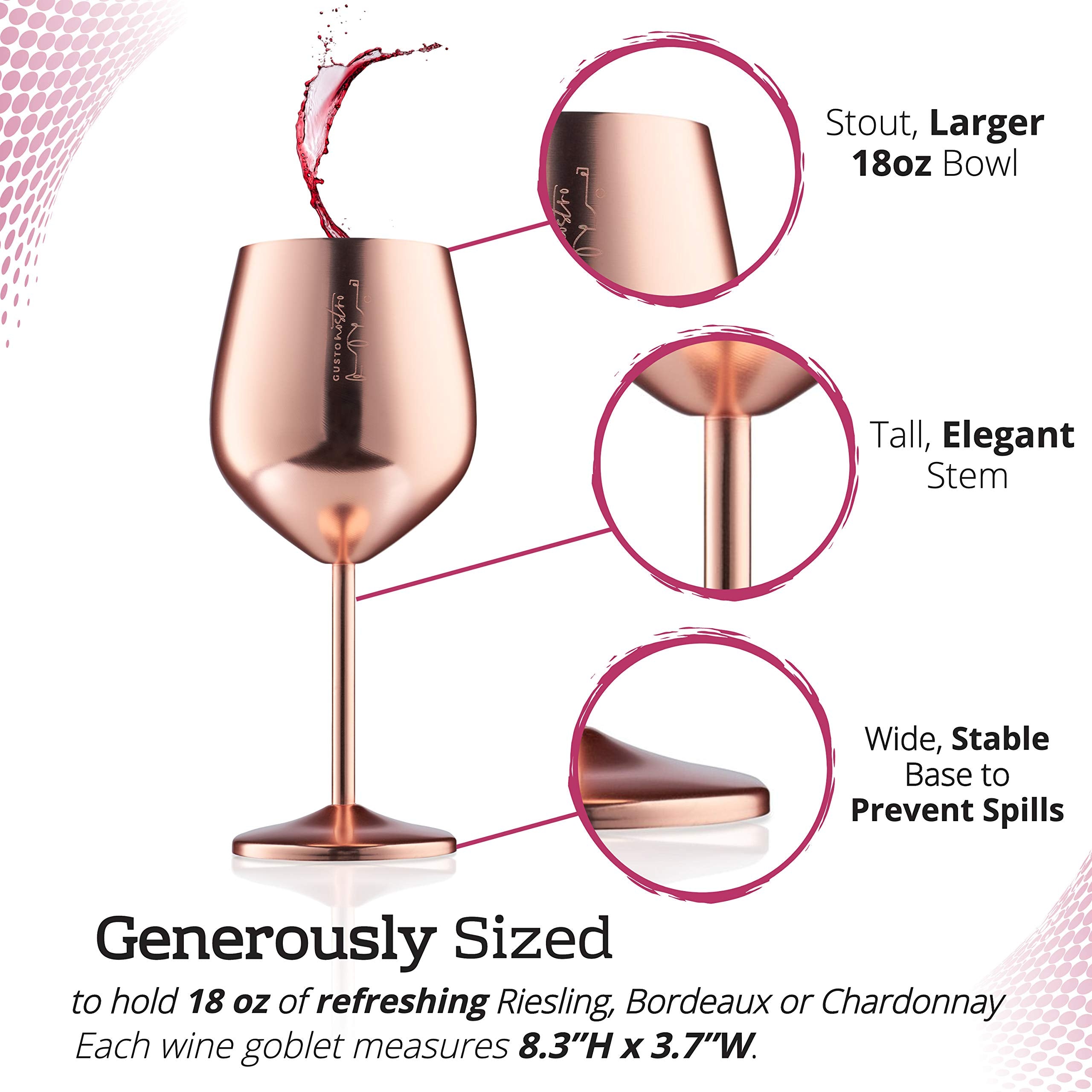 Gusto Nostro comparaison taille montrant capacité 18 oz pour généreux service