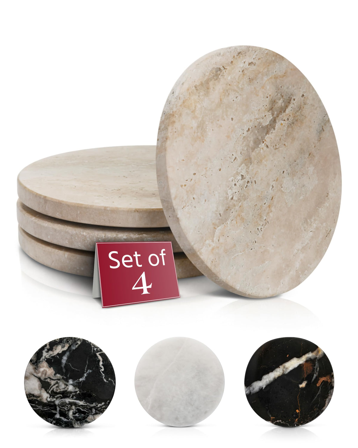Gusto Nostro packaging avant montrant lot de 4 sous-verres prêt à offrir