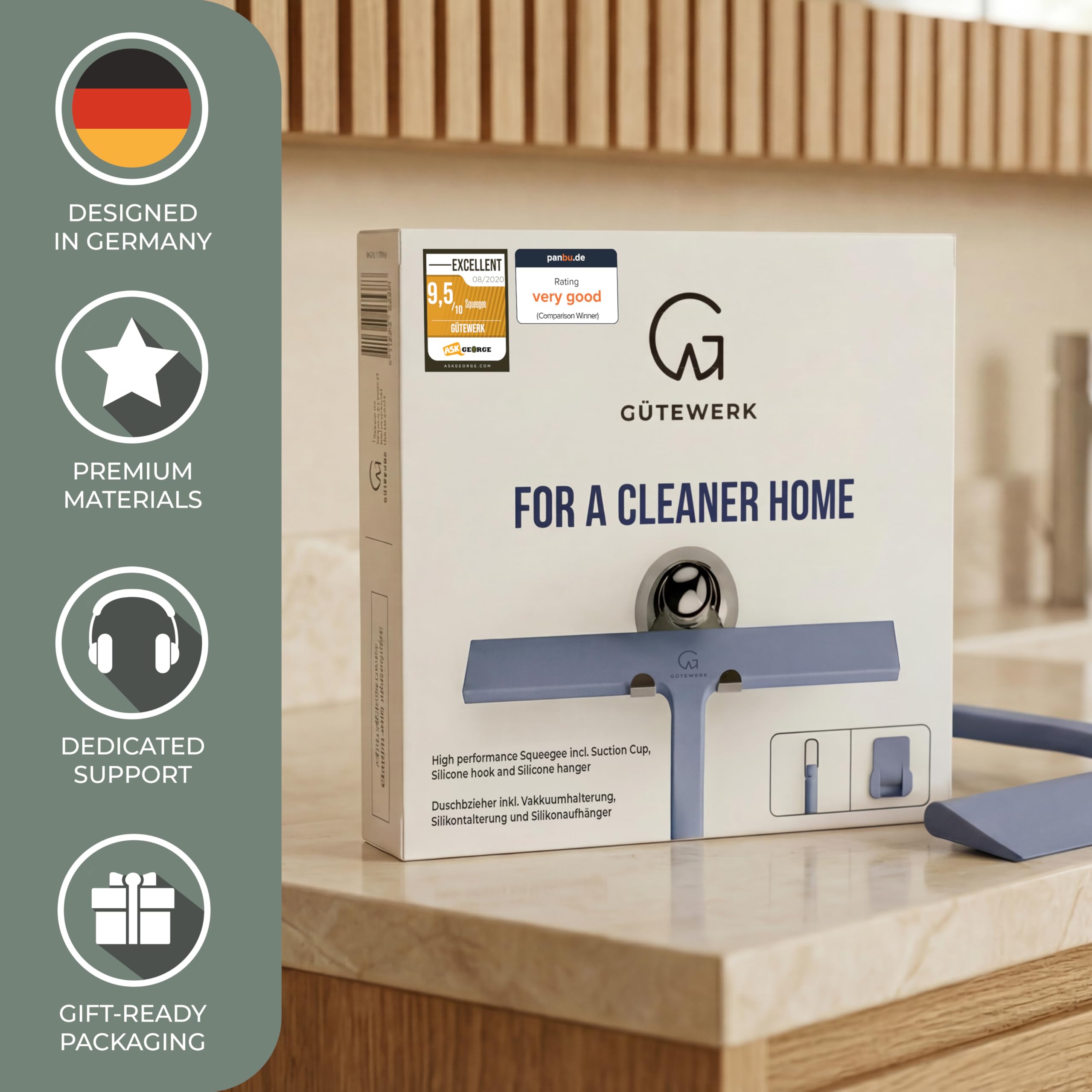 GÜTEWERK base adhésive sur carrelage pour montage sans trace ni dégât