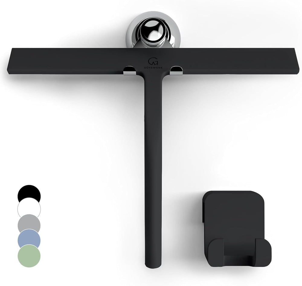 GÜTEWERK face avant de la raclette montrant design noir et compact, rangement facilité