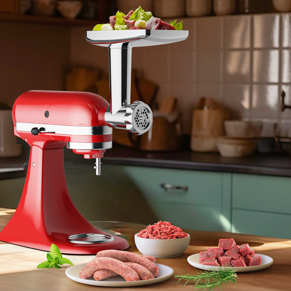 GVODE hachoir en usage sur KitchenAid préparant viande fraîche maison