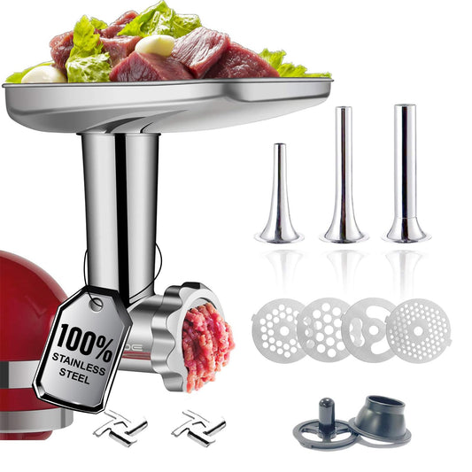 GVODE hachoir face avant fixé sur robot KitchenAid pour coupe uniforme