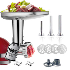 GVODE hachoir face avant fixé sur robot KitchenAid pour coupe uniforme