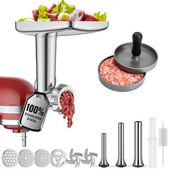 GVODE hachoir face avant attaché à un mixeur KitchenAid pour préparation précise