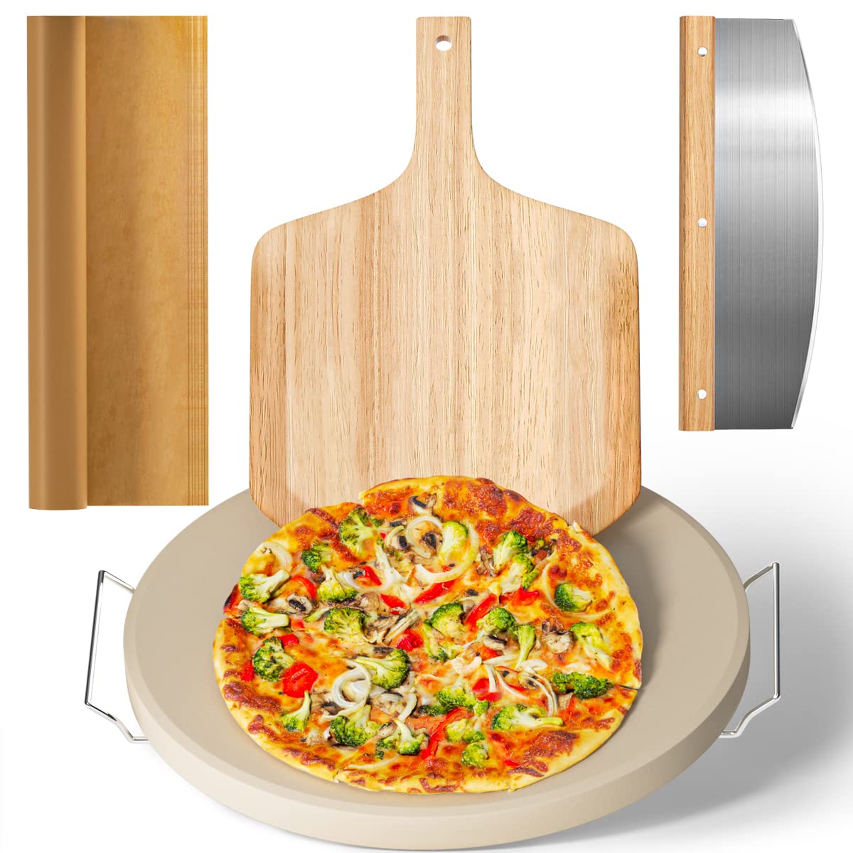 Gyreuni pierre à pizza frontale montrant l'ensemble et bénéfice cuisson homogène