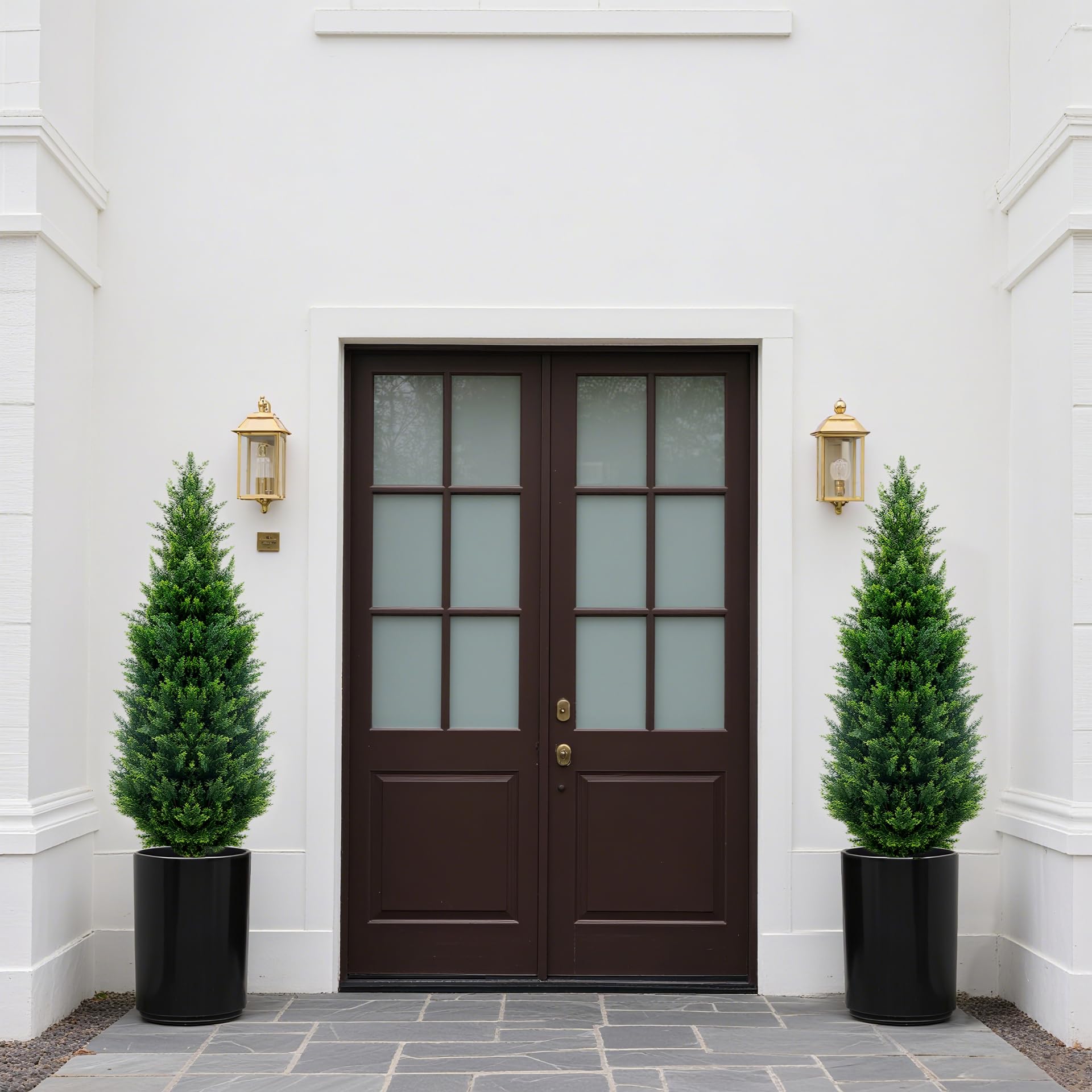 GZFDY duo d'arbres encadrant une porte pour effet symétrique