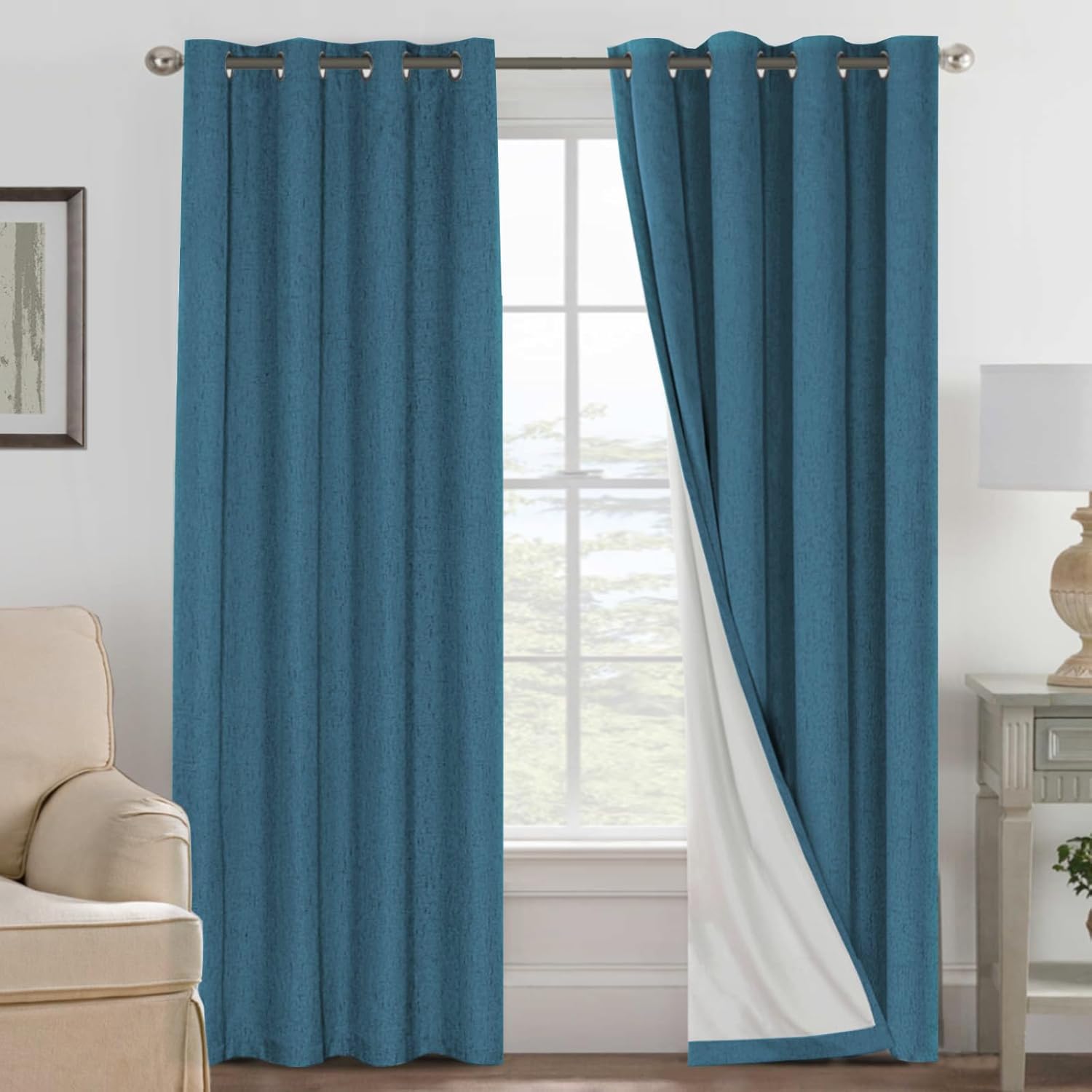 H.VERSAILTEX rideau face avant bleu saphir montrant style et occultation