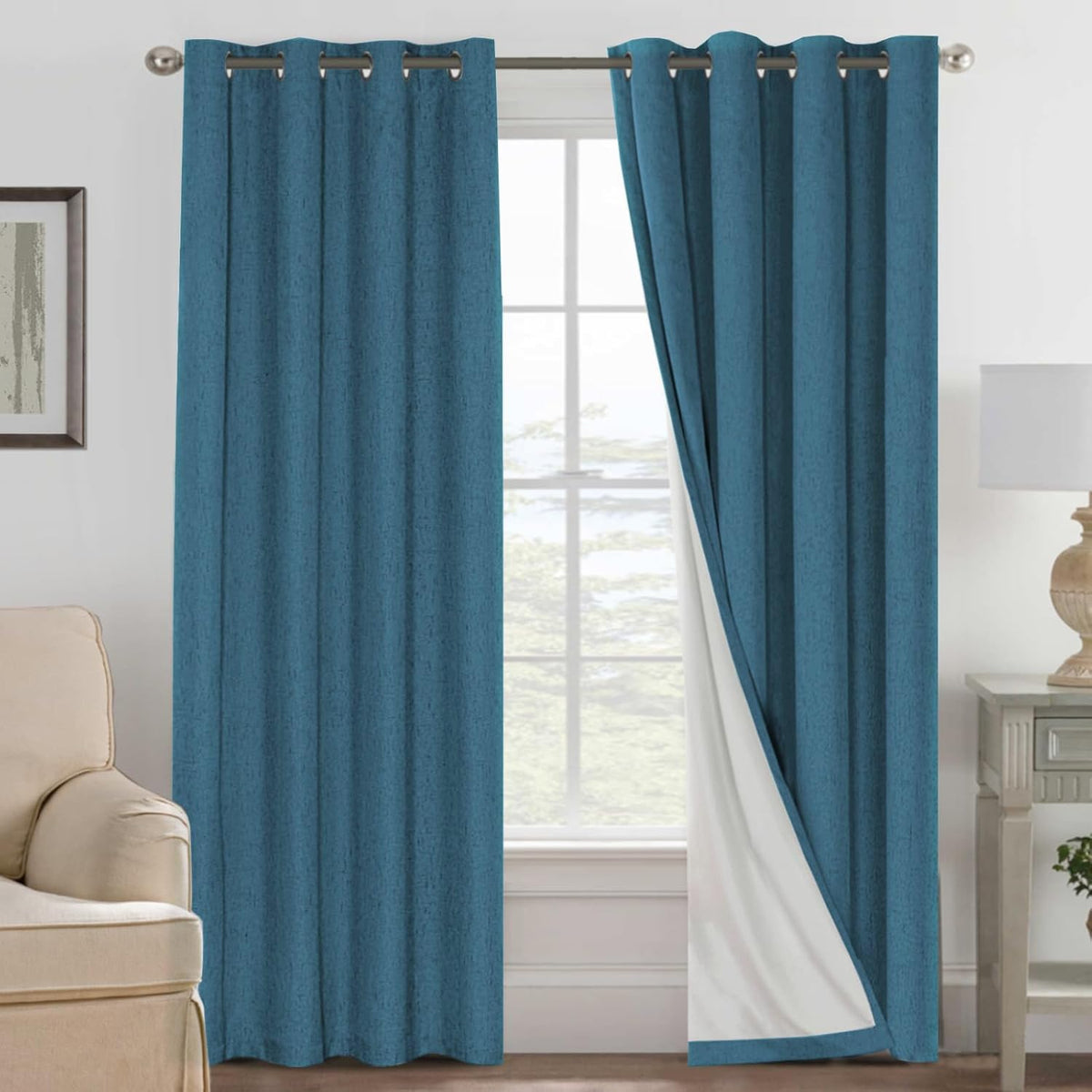 H.VERSAILTEX rideau face avant bleu saphir montrant style et occultation