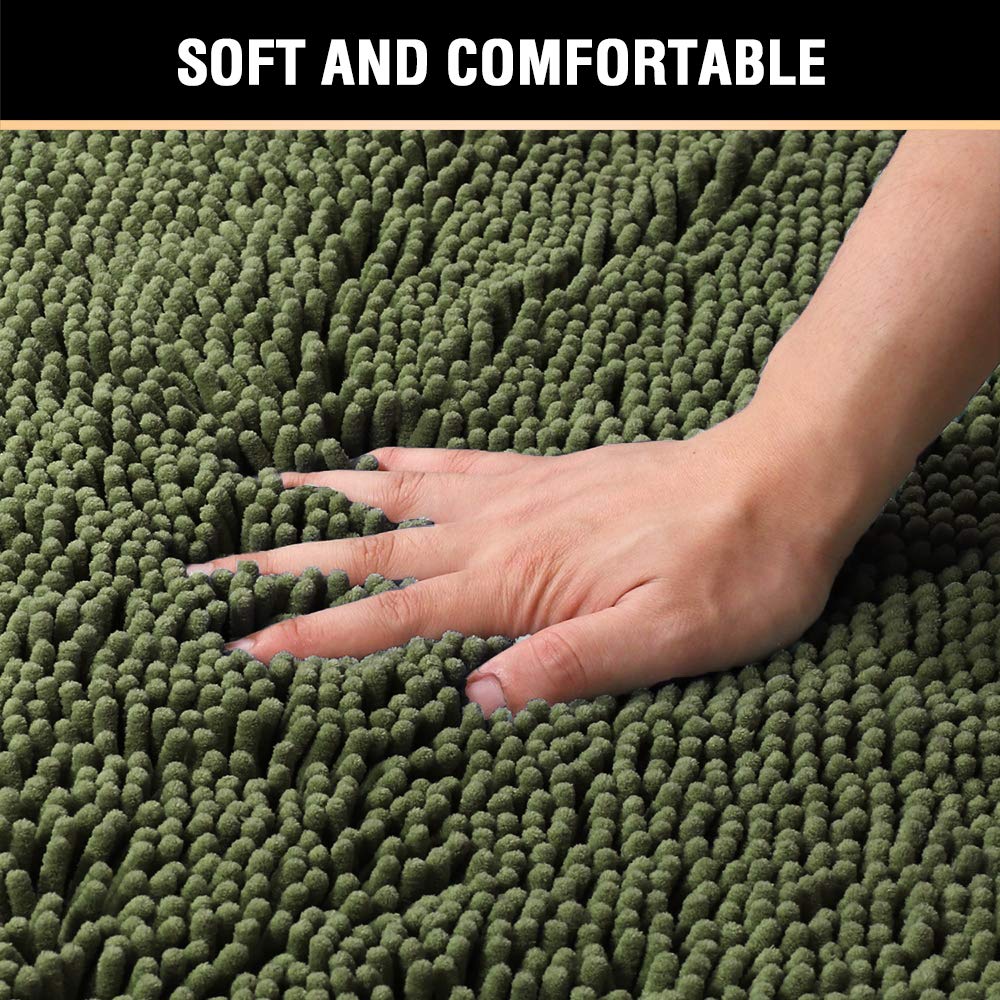 H.VERSAILTEX ensemble tapis courbé et carré posé sur sol de salle de bain, look décoratif