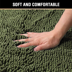 H.VERSAILTEX ensemble tapis courbé et carré posé sur sol de salle de bain, look décoratif
