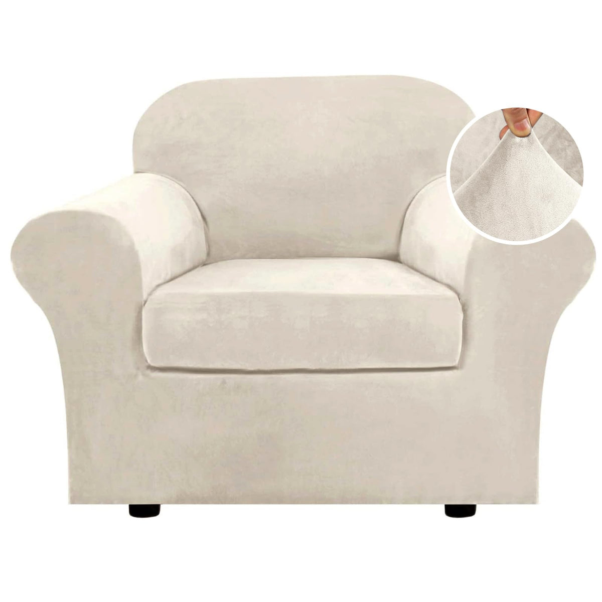 H.VERSAILTEX housse fauteuil face ivoire montrant look rénové