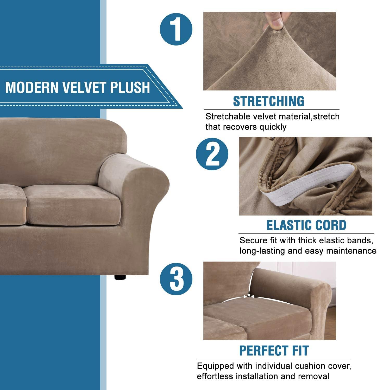 H.VERSAILTEX housses de coussin séparées pour ajustement et maintien facile