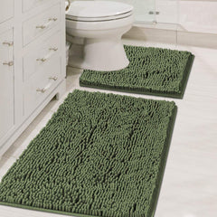 H.VERSAILTEX vue de face du tapis courbé loden, confort immédiat au sortir de la douche
