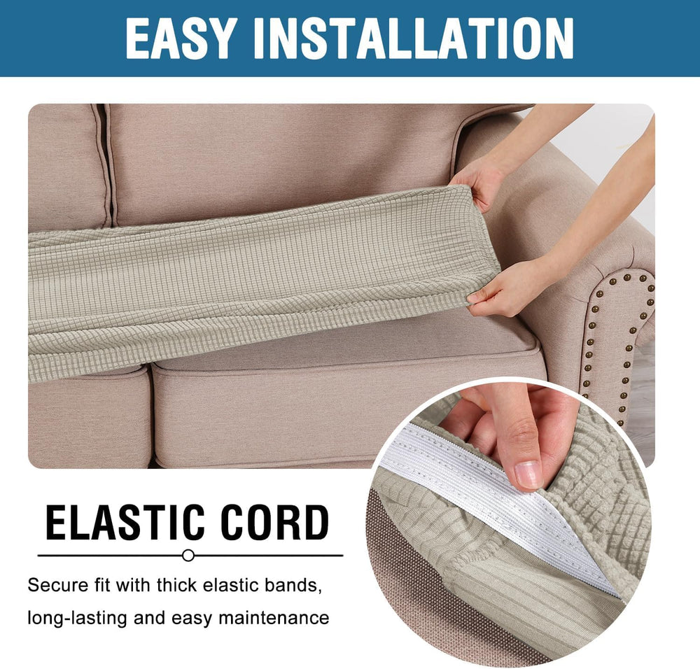H.VERSAILTEX comparaison de taille des coussins, montre l'ajustement flexible
