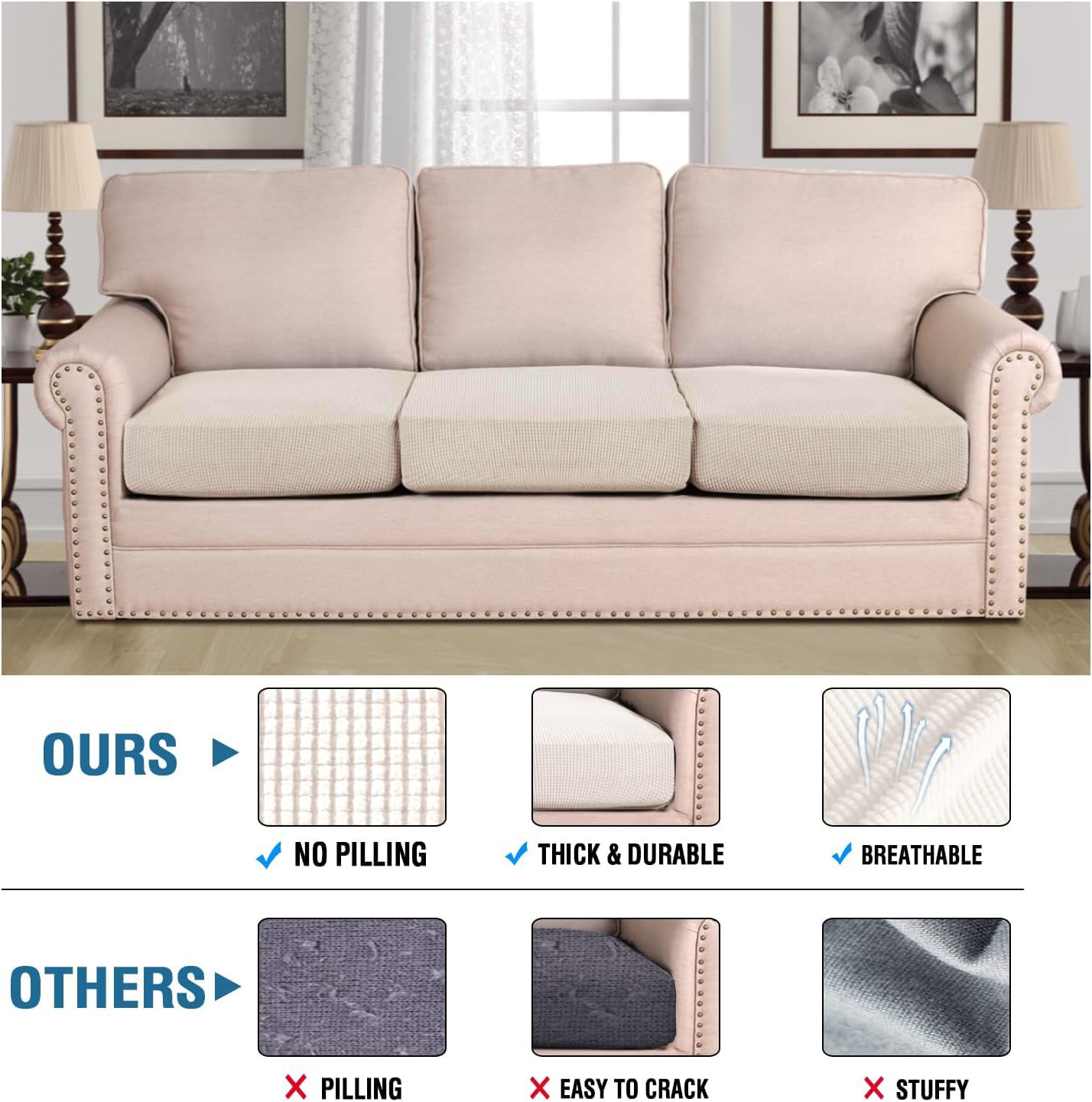 H.VERSAILTEX gros plan tissu jacquard texturé, douceur et résistance