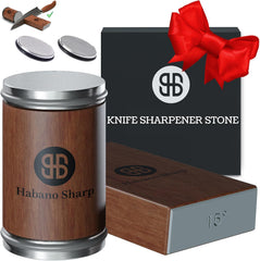 Habano Sharp vue avant montrant base magnétique et roue en bois pour stabilité