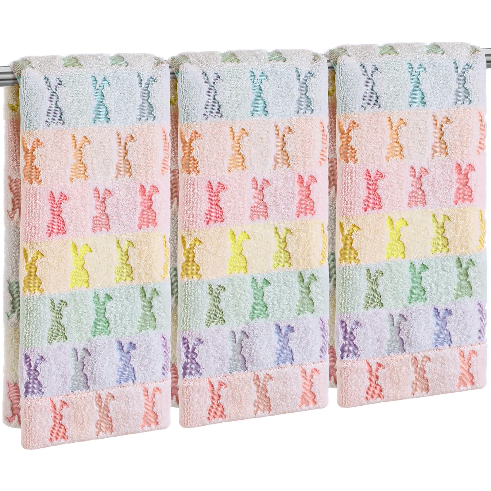 Hahafelt face du lot de serviettes de Pâques pastel montrant emballage et motif, idéal déco