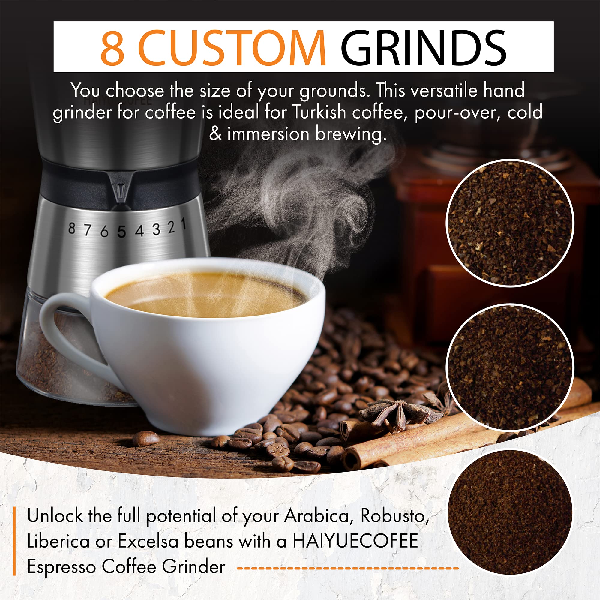 HAIYUECOFEE moulin en usage pour-over pour fraîcheur et contrôle