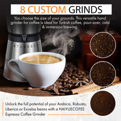 HAIYUECOFEE moulin en usage pour-over pour fraîcheur et contrôle