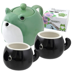 HAKONE YOSEGI théière face montrant design grenouille et attrait décoratif