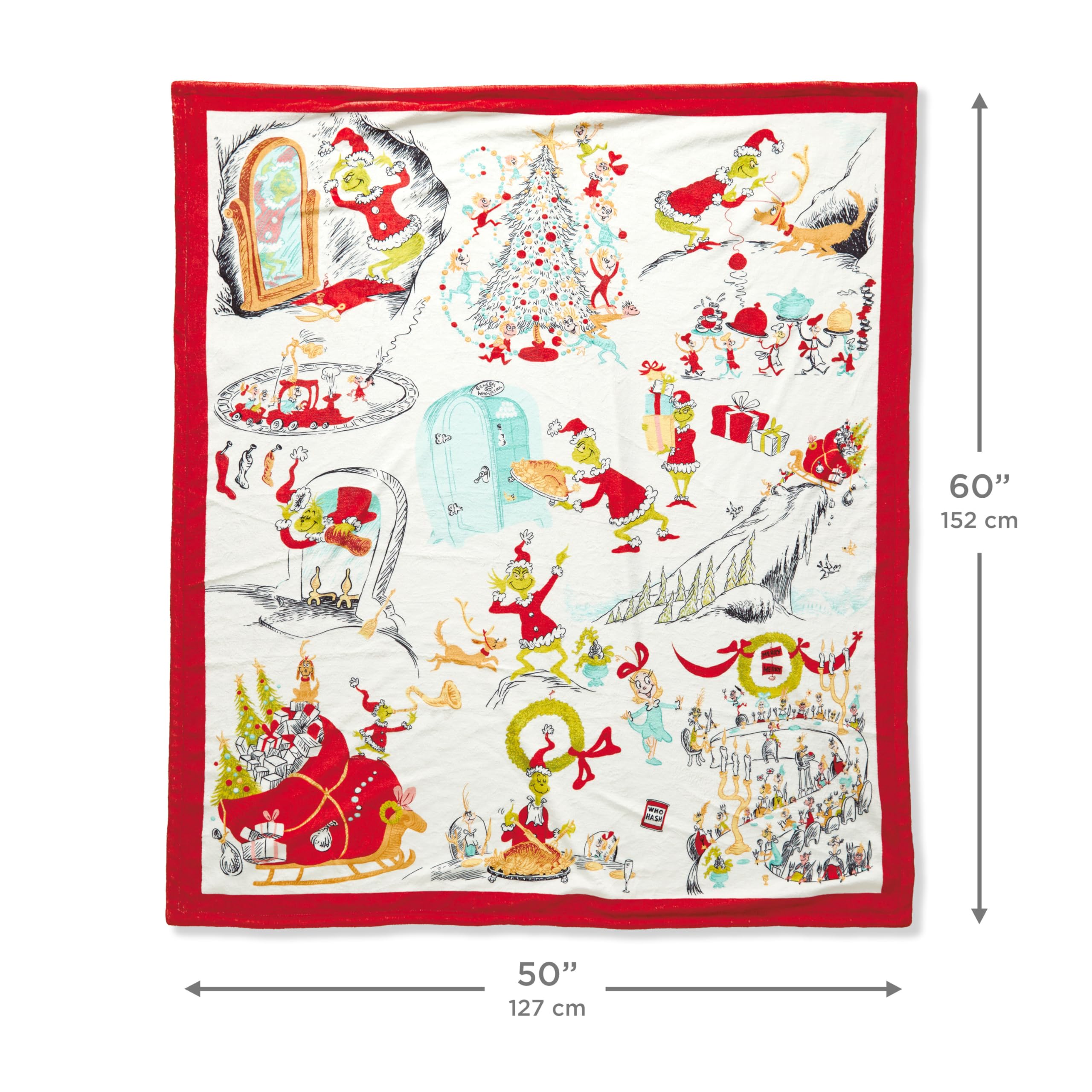 Hallmark couverture Grinch bordure rouge visible, finition nette