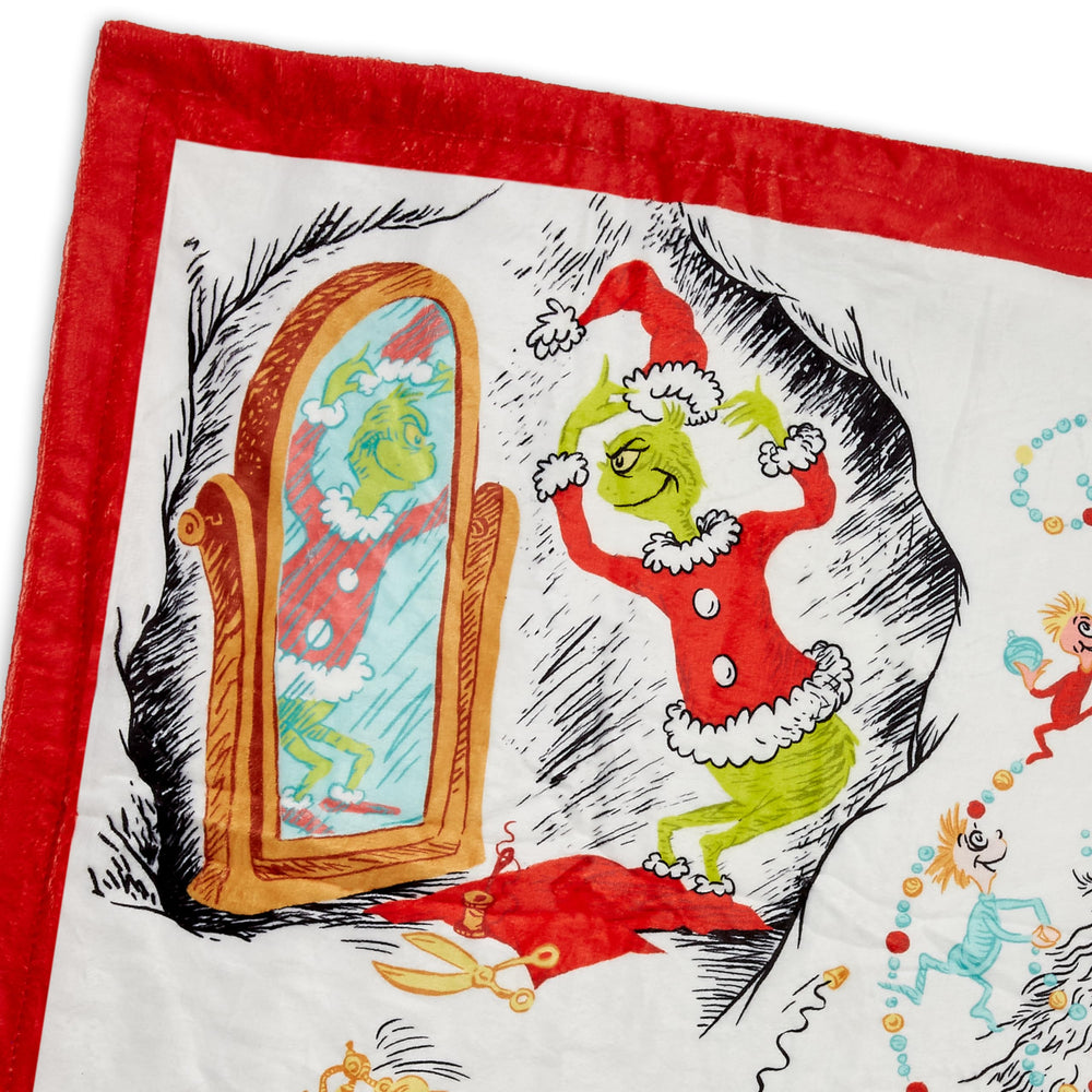 Hallmark couverture Grinch zoom sur texture polyester douce