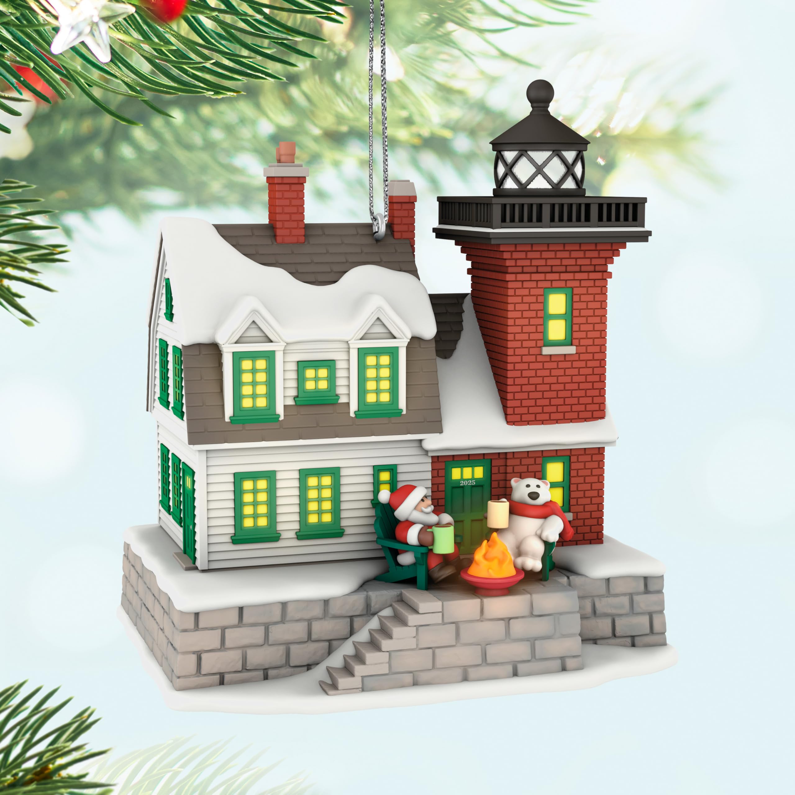 Hallmark Keepsake détail de la tour en brique montrant l'effet de balise
