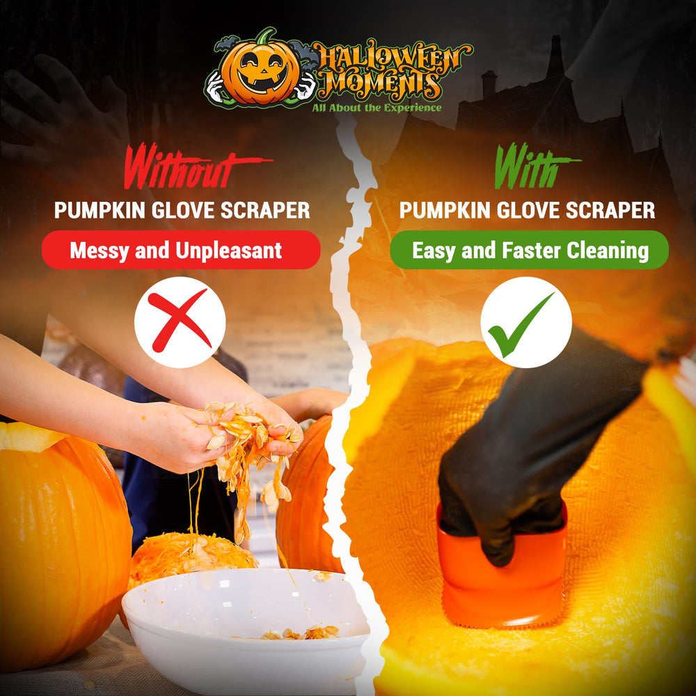 Halloween Moments citrouille montrant avant et après nettoyage sans saleté