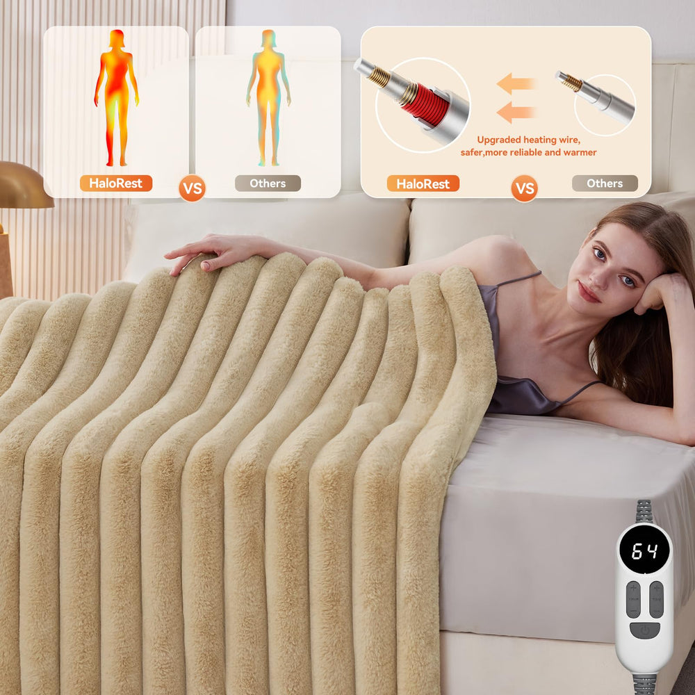 HaloRest gros plan sur la fausse fourrure, douceur luxueuse et isolation