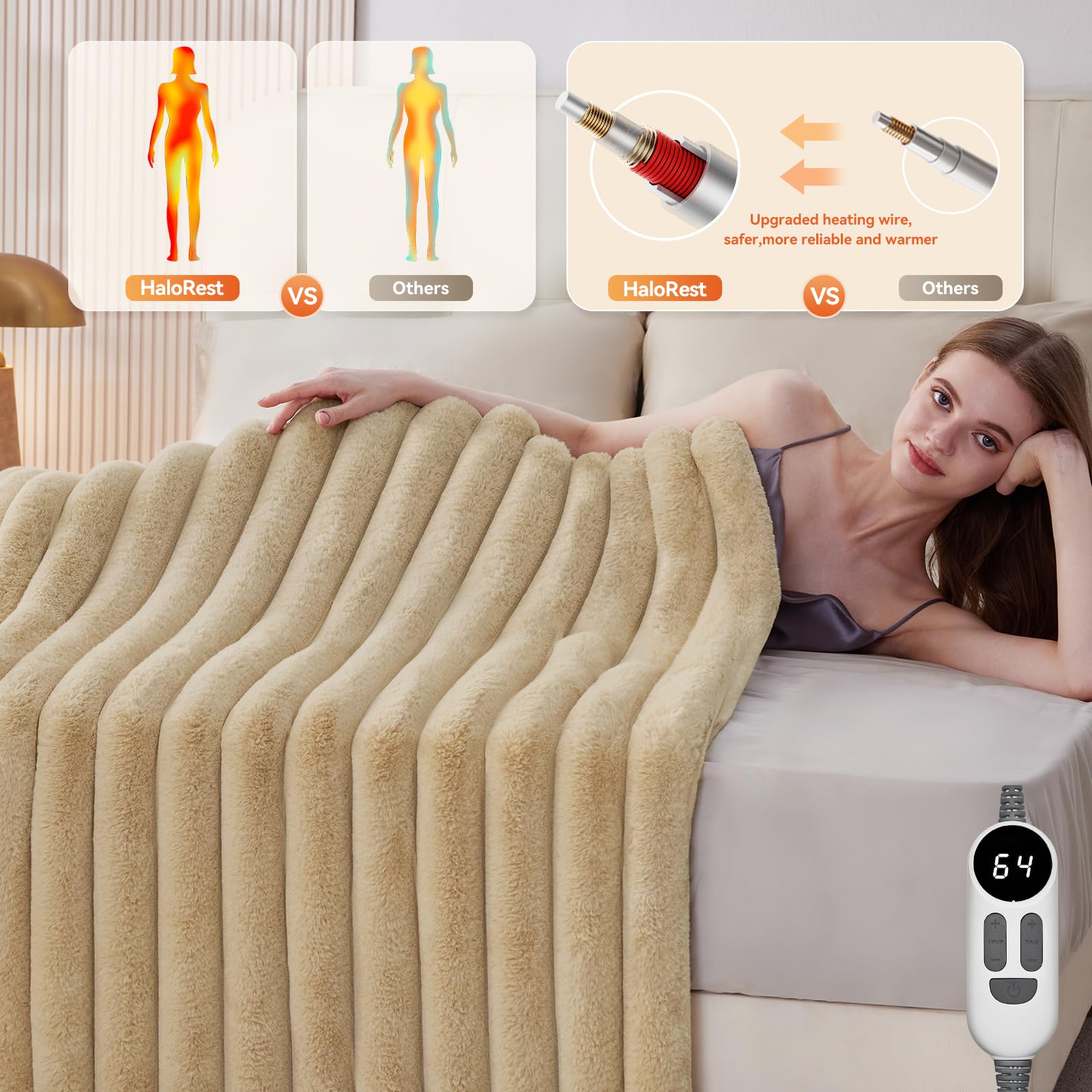 HaloRest gros plan sur fausse fourrure montrant douceur et isolation confortable