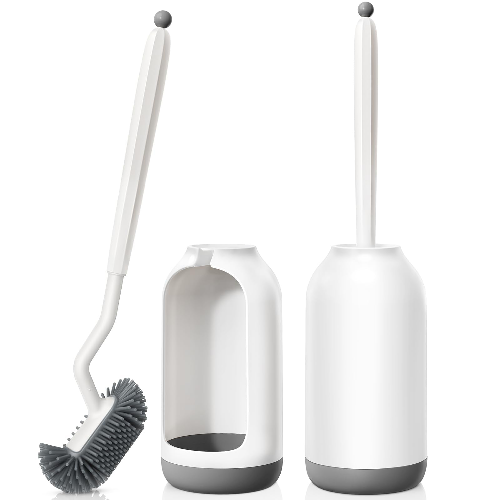 HAMITOR vue de face de la brosse WC avec support, gain de place
