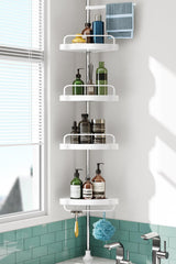HAMITOR porte-shampooing d'angle face avant montrant quatre étagères pour organisation
