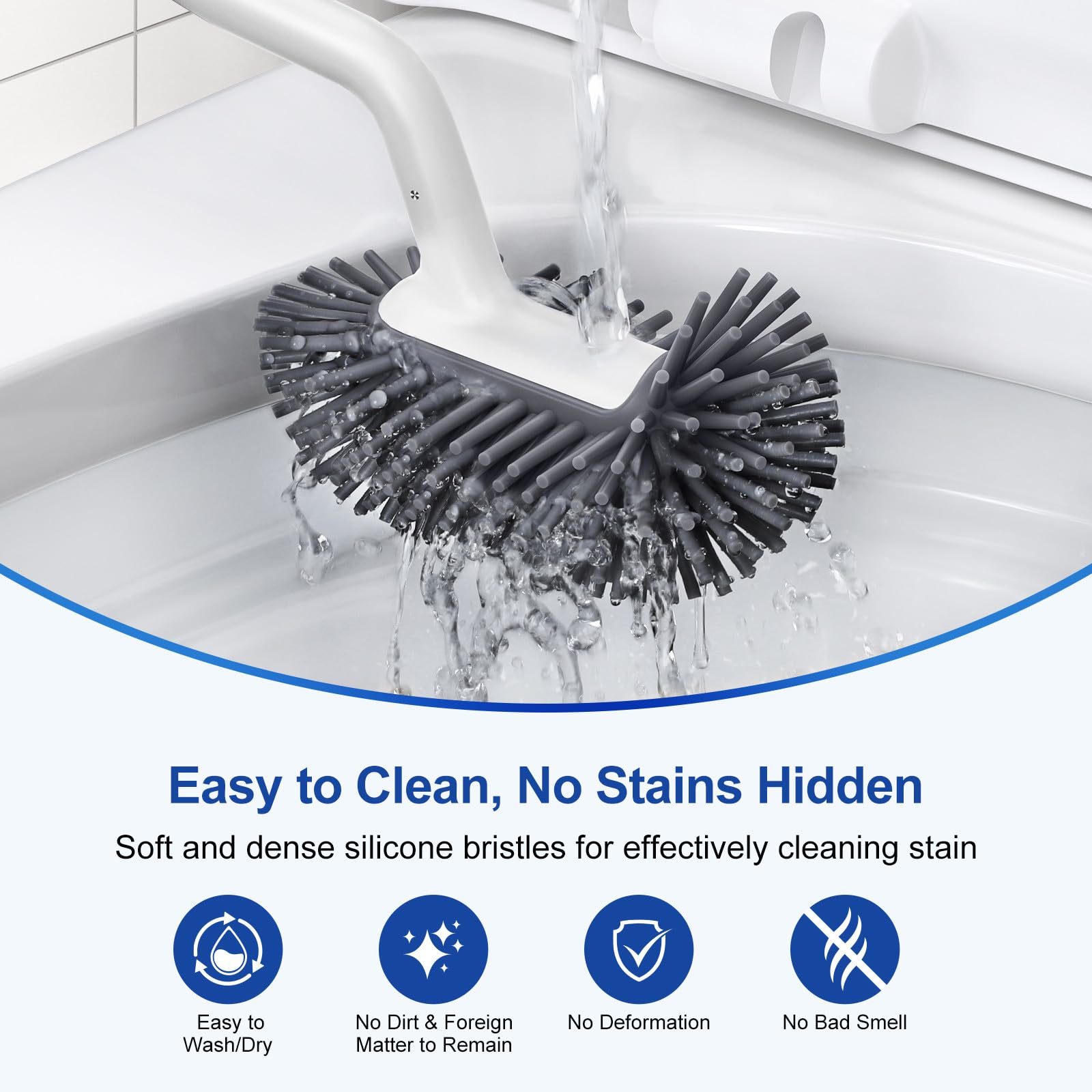 HAMITOR lot de deux brosses rangées ensemble, solution compacte pour petites salles