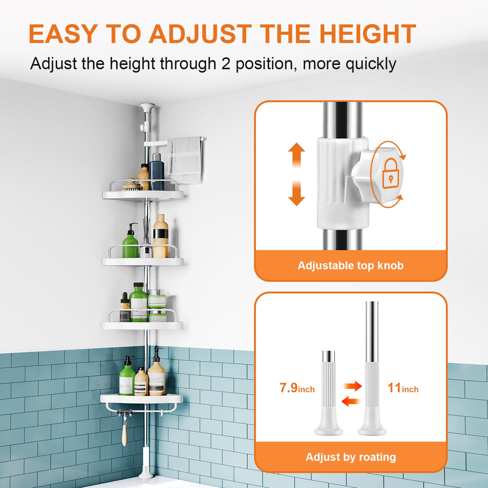 HAMITOR rangement installé dans douche tenant flacons et accessoires pour gain de place