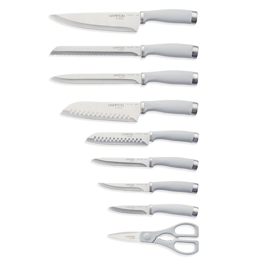 Hampton Forge Epicure gros plan sur lame tranchante montrant précision de coupe