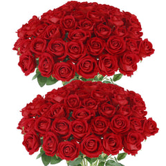 Hananona bouquet face montrant 50 roses rouges, belle présence décorative