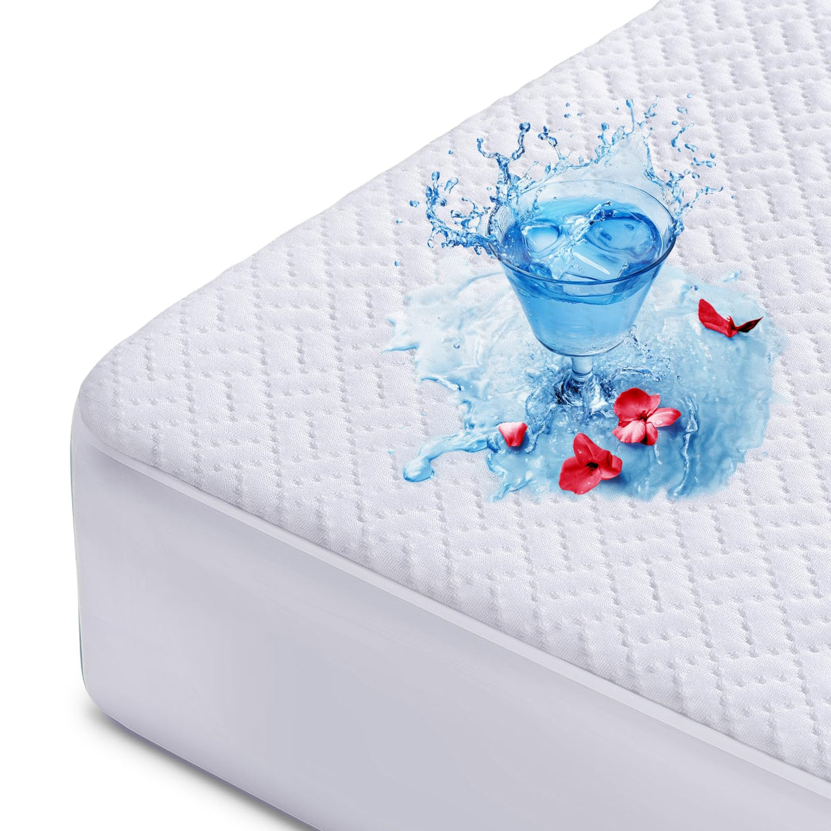 Hanherry protège-matelas face avant montrant la housse et la protection
