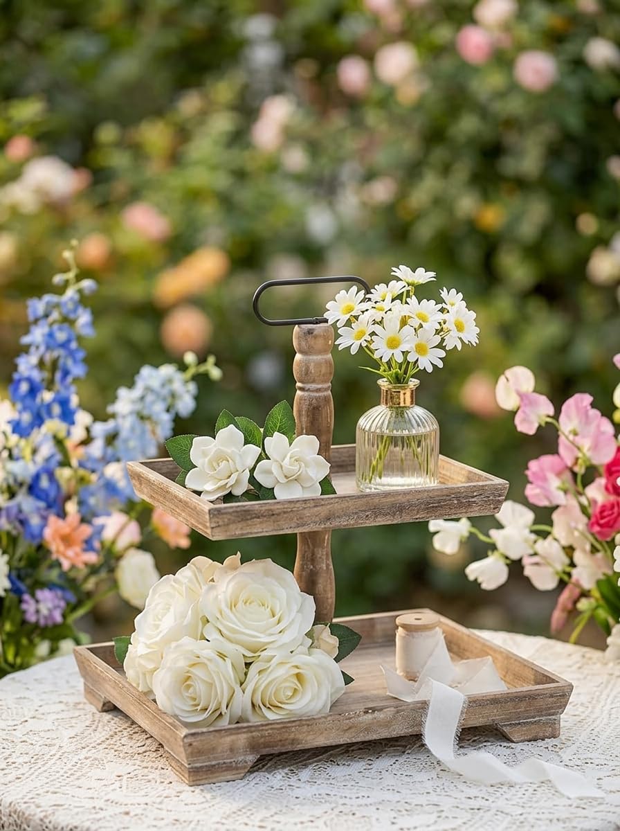 Hanobe plateaux stylisés avec plantes et bougies pour inspiration de mise en scène