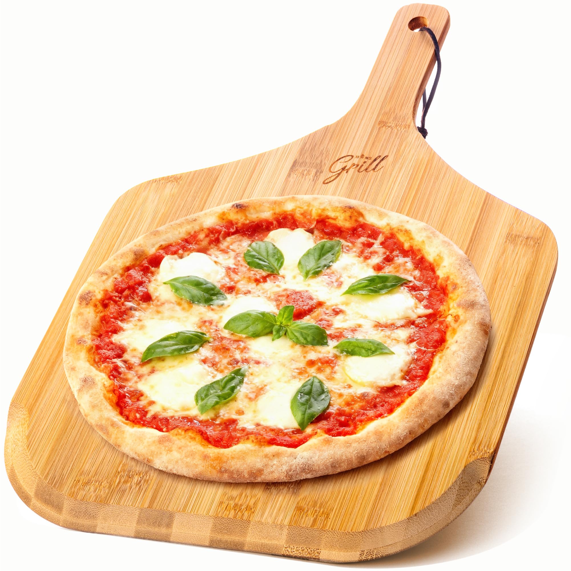 Hans Grill pelle pizza face avant montrant la lame biseautée pour un transfert précis
