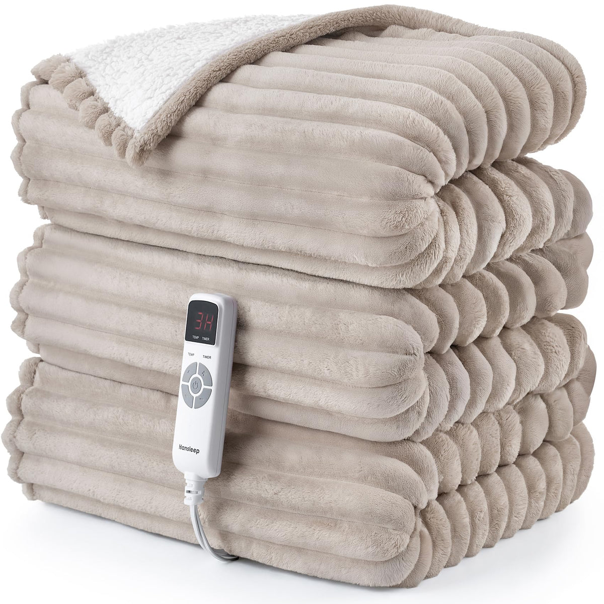 Hansleep face avant du plaid Linen montrant le tissu et le design cosy
