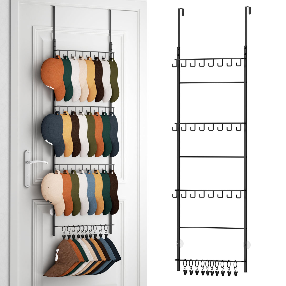 HapiRm porte-chapeaux suspendu sur porte montrant gain de place