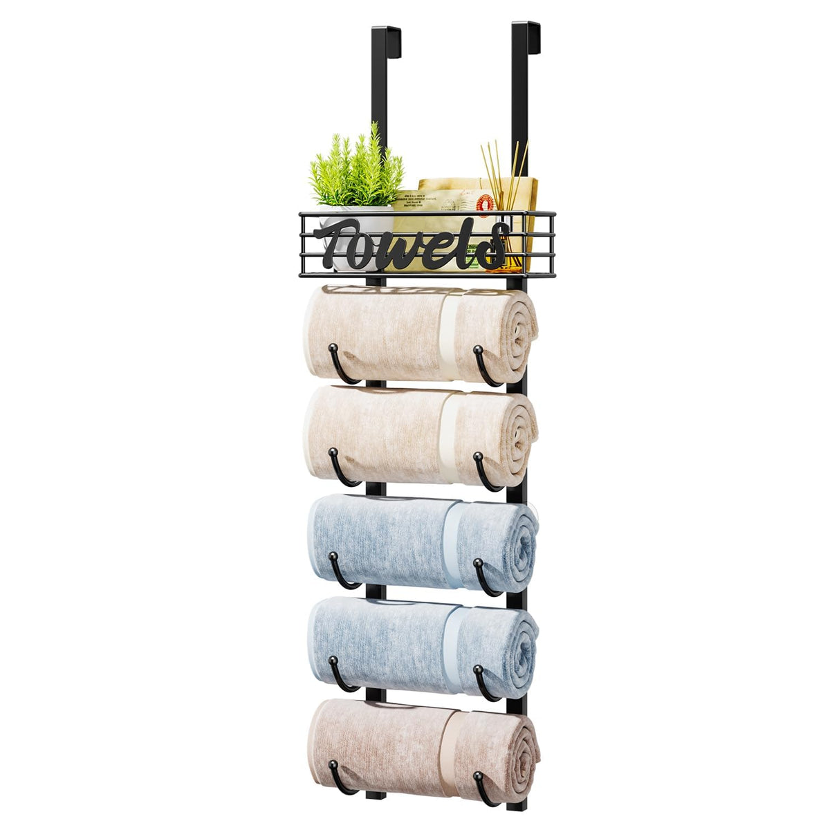 HapiRm porte-serviettes face avant montre rangement vertical et gain d’espace
