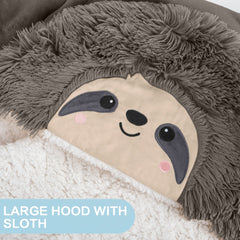 Happy Fuel sloth gros plan sherpa intérieur, chaleur et douceur visibles