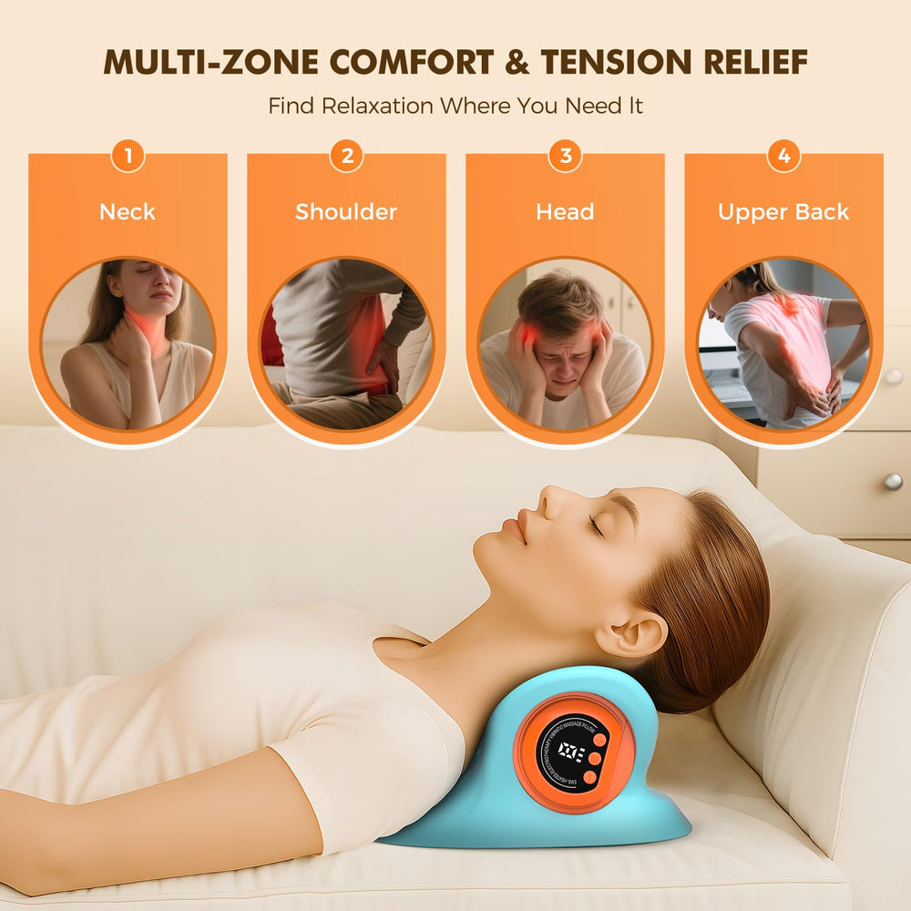HarrFlow massager en situation sur une chaise de bureau pour relaxation discrète au travail