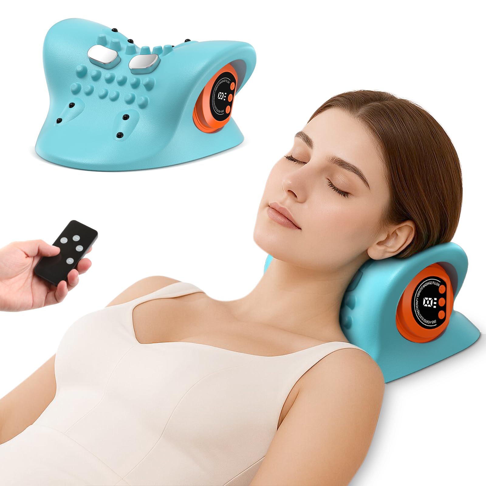 HarrFlow vue frontale du masseur de cou montrant forme en C et courbure ergonomique pour confort