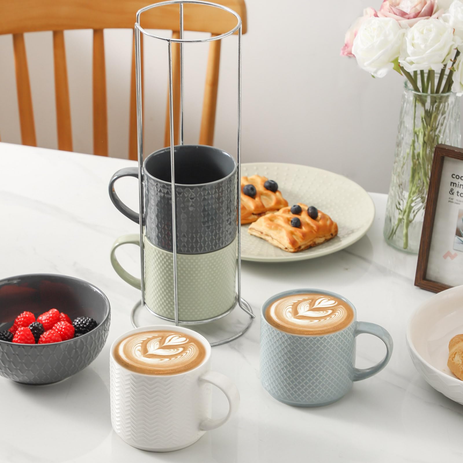 HASENSE ensemble de 4 mugs disposés sur table pour présentation conviviale