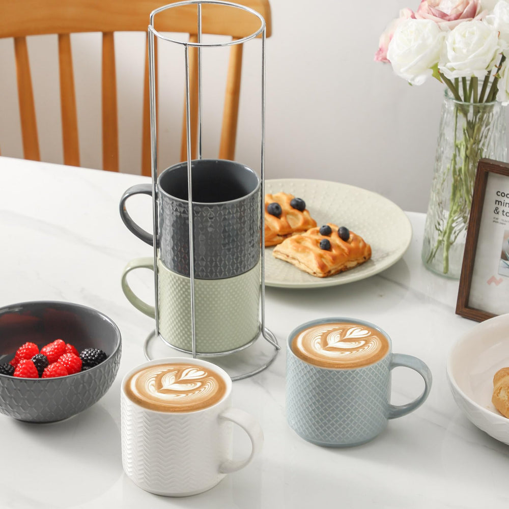 HASENSE ensemble de 4 mugs disposés sur table pour présentation conviviale