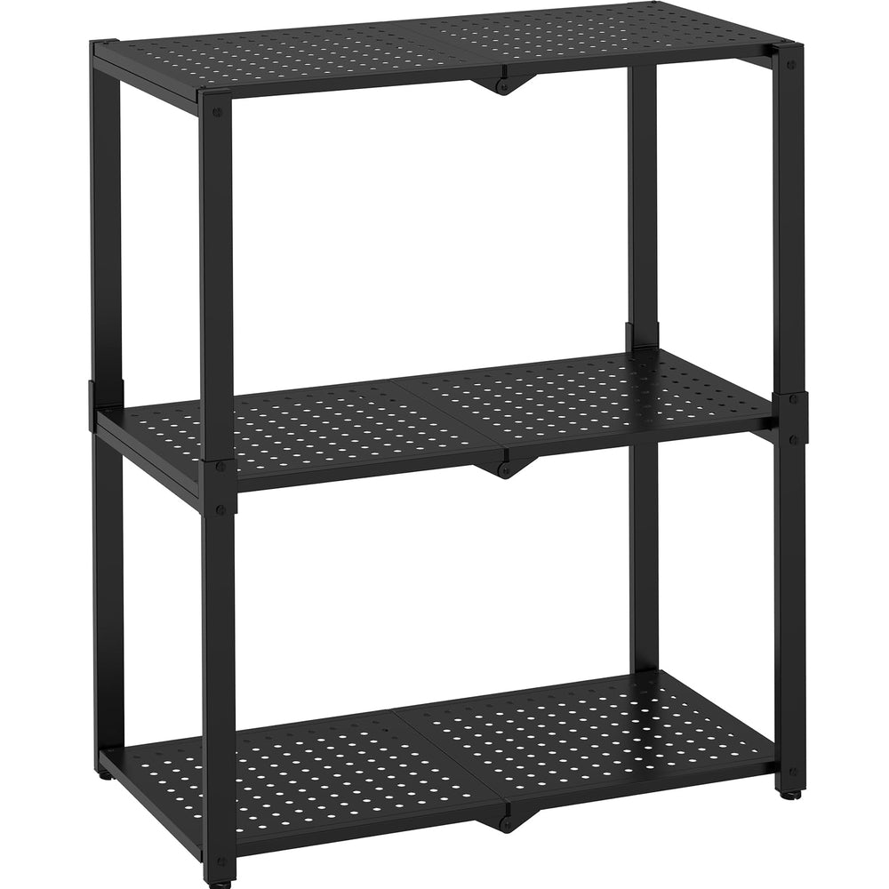 Hastatii étagère vue de face montrant trois niveaux et design compact