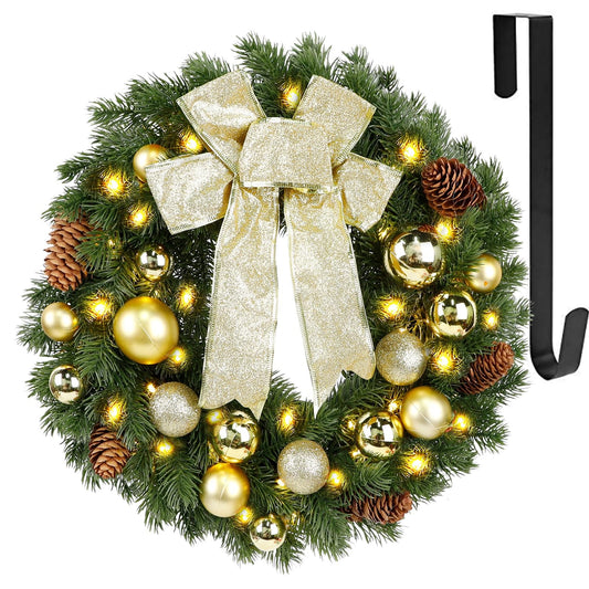 Hausse couronne face avant sur porte offrant une entrée festive