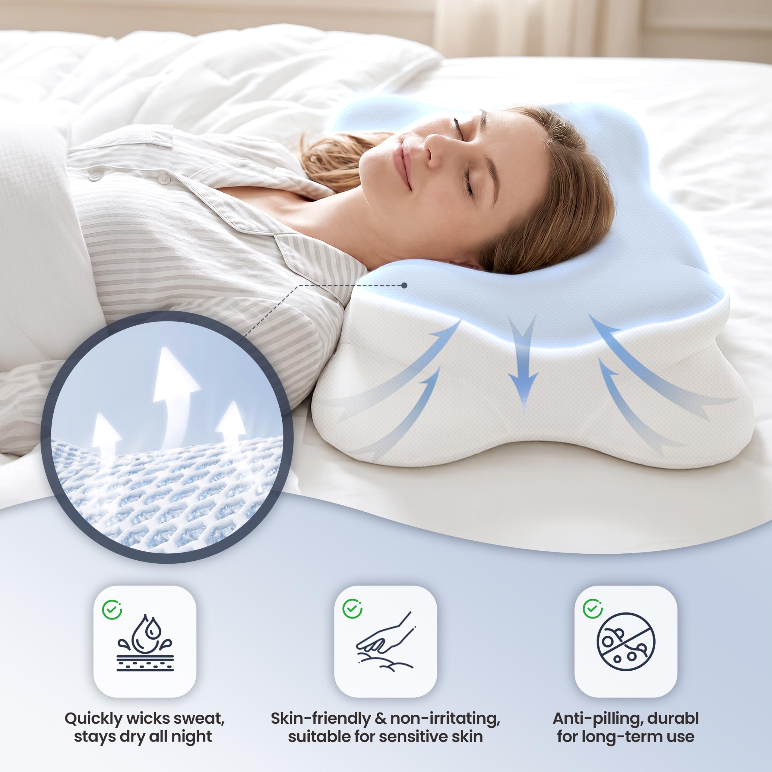 Hawcay oreiller avec housse détachable et fermeture éclair pour lavage